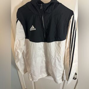 Adidas Black windbreaker rain Jacket with Mesh Lining size small EUC